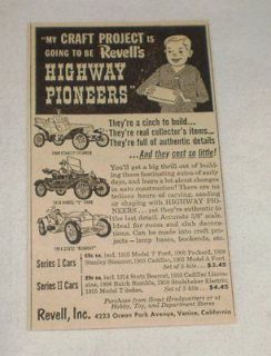 small 1953 Revell HIGHWAY PIONEERS ad ~ 09 Stanley Steamer, 10 Model 