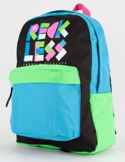 Young & Reckless Neon Colorblock Green Black Blue Backpack Book Bag 