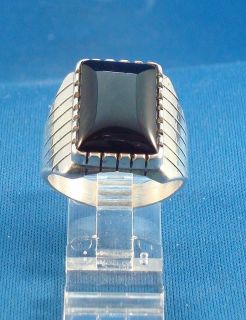 NATIVE AMERICAN NAVAJO INDIAN JEWELRY BLACK ONYX RING RAY JACK SIZE 12