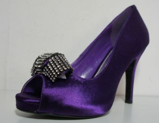 Size 4 (37) TREATRO SPARKLE Deep Purple Satin Peep Toe Evening Shoe