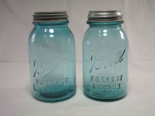   Antique Centerpiece BALL BLUE MASON JAR Perfect Canning Quart Zinc Lid