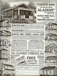 1927 The ALADIN Co~prefab HOMES construction AD print