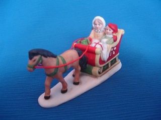   Christmas COLONIAL VILLAGE Accessory HORSE DRAWN SLEIGH People Figure