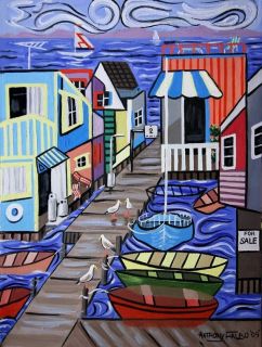 HOUSE BOATS FOR SALE ORIGINAL PAINTING ANTHONY FALBO