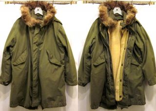 Vtg 1950 KOREA War ORIG US ARMY M 1951 FISHTAIL PARKA Rented by RALPH 
