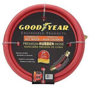 50 GOODYEAR 5/8 RUBBER RED premium commercial grade hot water hose 