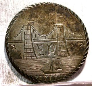 1876 SEATED QUARTER LOVE TOKEN  BRIDGE/SHIP SCENE , PHILADELPHIA EXPO 