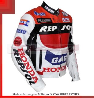 Honda REPSOL GAS Racing Leather Motorcycle Jacket/Cowhide milled 