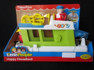 NEW Fisher Price HAPPY HOUSEBOAT boat retro throwback little people 