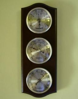   Weather Station Barometer Thermometer Hygrometer Gold Coloured Dials