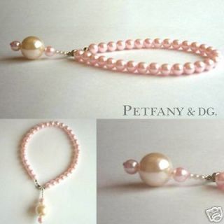 White Pink Pearl Dog Cat Collar Pet Necklace Toy Poodle chihuahua 