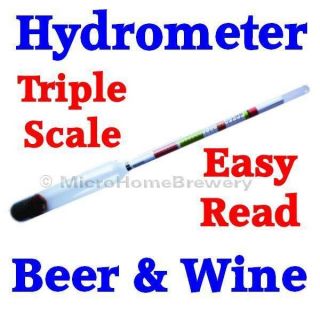   Reeves Hydrometer For Homebrew Wine Beer & Cider Making Triple Scale
