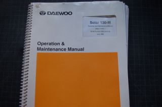 DAEWOO SOLAR 130 Excavator Operation/Operator Maintenance manual guide 
