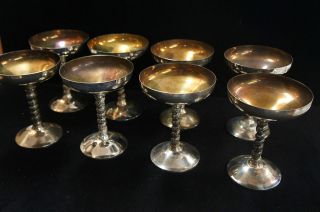   Set of 8 Silver Plate Champagne Ice Cream Goblets Glasses Plator Spain