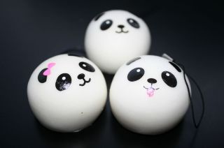 JUMBO large mini Squishy Panda Dim Sum Bun Soft Kawaii RED PINK BOW 