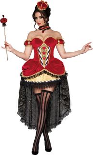 Regal Red Queen of Hearts Dress Alice Wonderland Court Bustle Once 