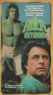 The Incredible Hulk Returns (VHS) Bill Bixby, Lou Ferrigno  TV Movie 