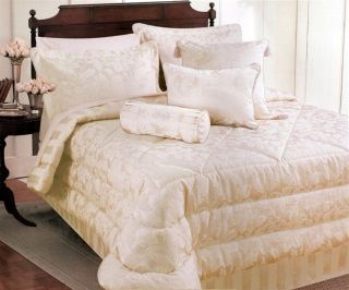 KING DUVET QUILTED BEDSPREAD 8 PIECE LUXURY JACQUARD BED SET MAISON 