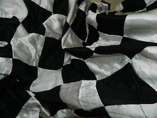   Pure Silk Fabric Black & White 1 Meter 54 inches Width Chequered
