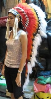   Mid Length Indian Headdress Costume Ostrich Bird Feather War Bonnet
