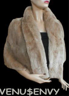Vtg 40s Champagne Ranch Mink Fur Stole Wrap Shrug Dress Coat 