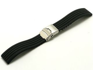   Rubber Watch Band Push Button Deployment Clasp fit Michele Invicta