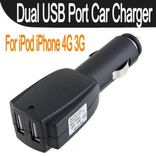 Dual 2 Port USB Car Charger Adapter For iPod Nano Touch  iPhone 4G 