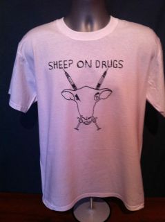 SHEEP ON DRUGS T SHIRT Indie Pop Will Eat Itself KMFDM Skinny Puppy 