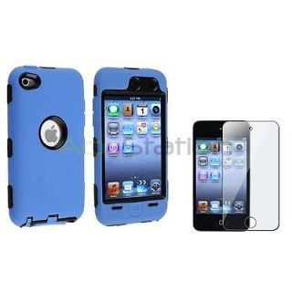   BLUE 3PIECE HARD/SKIN CASE COVER FOR IPOD TOUCH 4 4G 4TH GEN+PROTECTOR