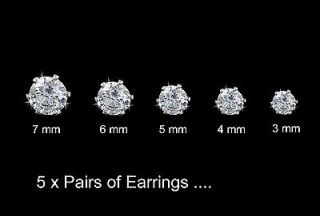 Solid 925 Sterling Silver Earrings x 5   RRP $199 Featuring Swarovski 