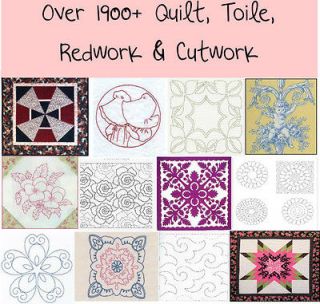 Over 1900 Quilt, Toile, Redwork & Cutwork Embroidery Machine Designs 