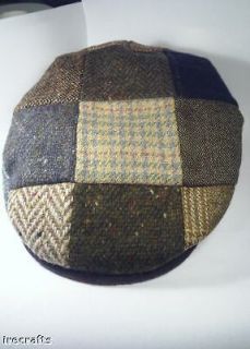 Traditional Irish Tweed Wool Patch Flat Cap Hat Ireland sz L XXL S