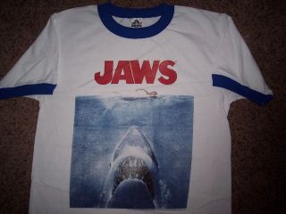 New Jaws Movie Poster Shark Ringer T Shirt