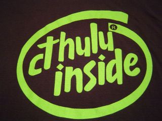 Rad CTHULU INSIDE T Shirt Size L/Intel/HP Lovecraft/Necronomicon/Evil 