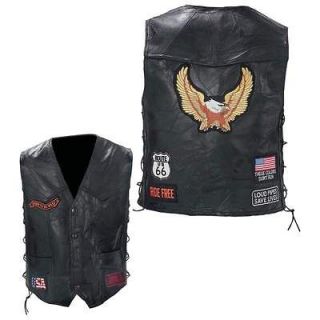   Leather Motorcycle Biker Vest Waist Coat w/patches~ S M L XL 2XL or 5X
