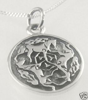   Silver Celtic Horse Pendant Necklace Irish jewellery chain knot 925 b