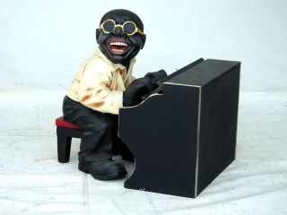 Resin Figure of a Jazz and Blues Band Black Piano Player