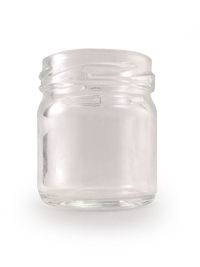 25 oz clear round glass specimen jar. gold metal lid with liner.