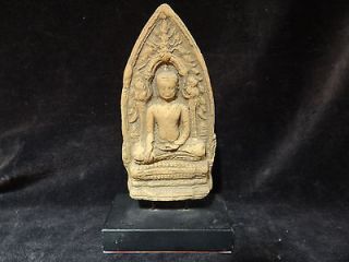 antique Chinese terracotta pottery stele buddha 4.75 , 6.25 overall 