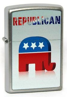 Zippo Lighter Republican Elephant   Satin Chrome Finish