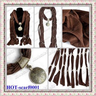   1pcs cotton Scarf Womens Jewelry Necklaces flower pendants Shawl Wrap