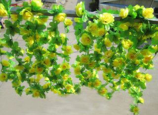 225 Yellow Silk Flower Vines Artificial Rose Garlands Wedding Arch 