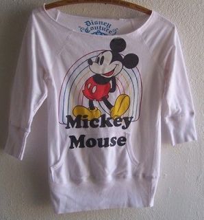 Disney Couture Micky Mouse VTG Look WHite Rainbow sz Small