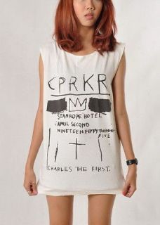 Charlie Parker Basquiat CPRKR NWT Women Oversize Sleeveless Cream T 