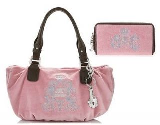 Juicy Couture Pink Etiquette Shoulder Bag Purse Tote Charm w/ Wallet 