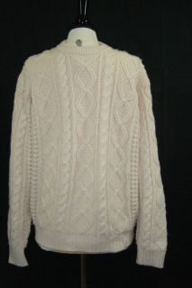   Timber Trail Cable Knit Chunky Ivory Fisherman Sweater Jumper Large