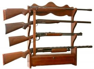 WoodMark Wall Mount Gun Rack 4 Gun Shelf Rifle Storage Cabinet Locks 