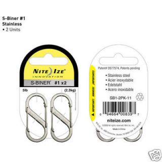   IZE S BINER SILVER CARABINER KEYCHAIN KEY RING COMBO PACK SIZE # 1 NEW