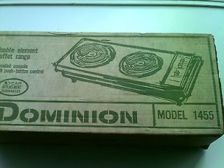 Vtg 1967 Dominion Double Element Buffet Range Model 1455 W/Box NEW 