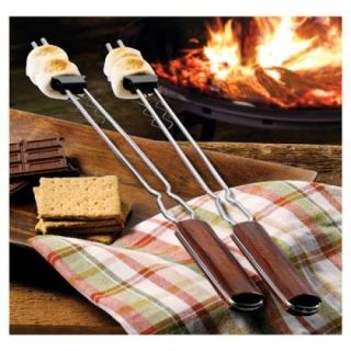 Bromwell Metal Barbecue Skewer (2 Pack) wooden handle, TWO PRONGS 